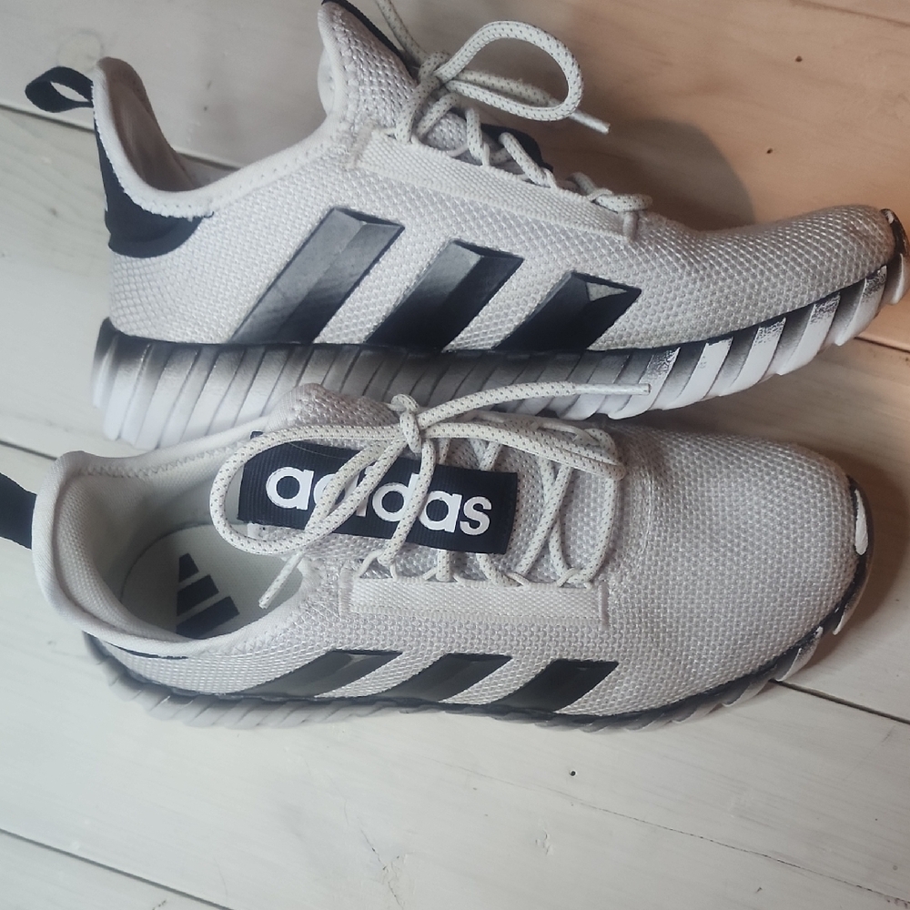 Adidas Kids White and Black Mesh Sneakers